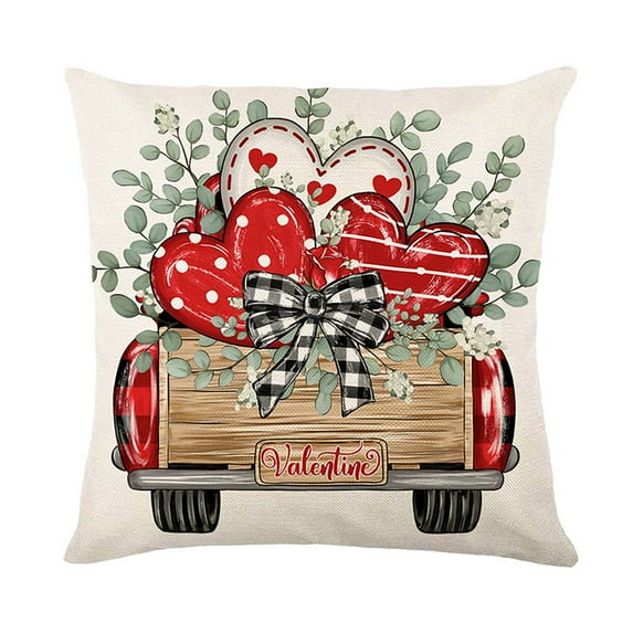 Valentines Day Decorations Pillow Covers 18x18 Inch, Heart Love Letter Print Decorative Throw Pillowcase, Red Cushion Cover for Couch Sofa Bedroom Home Decor Wedding Party Home Ornaments C