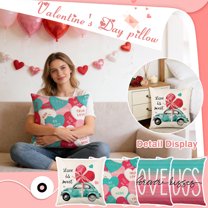 Valentines Day Decorations Pillow Covers 18x18 Inch Throw Pillowcase Winter Holiday Decorative Cushion Covers for Sofa Couch Bedroom Home Decor Love Theme Red-Pink A