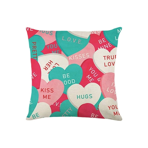 Valentines Day Decorations Pillow Covers 18x18 Inch Throw Pillowcase Winter Holiday Decorative Cushion Covers for Sofa Couch Bedroom Home Decor Love Theme Red-Pink C