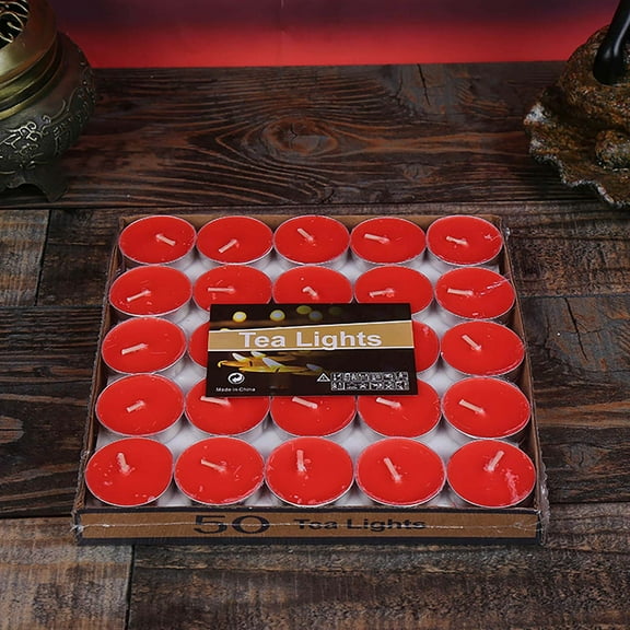 Valentines Day Decorations Romantic Wax Candles, 50Pcs Round Sweet Scented Paraffin Candle Set, Idea for Birthdays, Confessions, and Romantic Celebrations, 2-Hour Burn Time