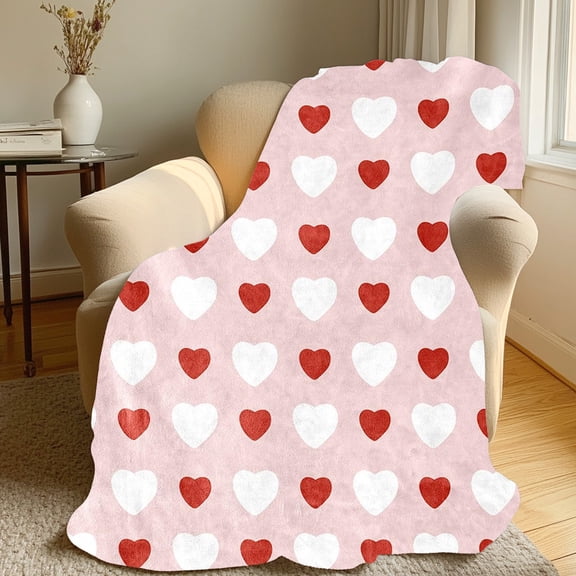 Valentines Day Decorations, Valentine Flannel Blanket Throw Red Love Hearts Soft Fuzzy Plus H Cozy Fleece Blankets For Couch Sofa Bed Lounging Ideal Gifts For Kids, Holiday Gifts