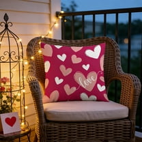 Valentines Day Decorations-Valentine Pillow Covers 18x18 1pcs, Pink Hearts Throw Outdoor Pillow Covers Anniversary Wedding Cushion Case for Home Sofa Couch Decor