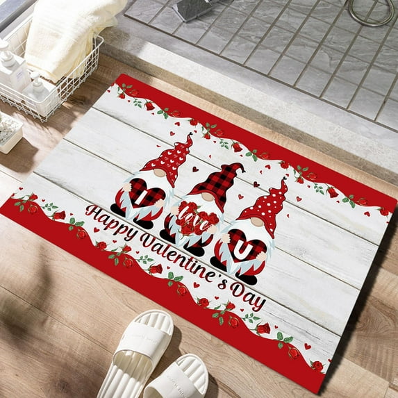 Valentines Day Decorations Valentines Welcome Doormat Red Heart Gnome Front Door Mats Outdoor Entry Valentine’s Day Doormat Home Non Slip Doormat Indoor Washable Floor Mat Patio Entrance Entryway Mat