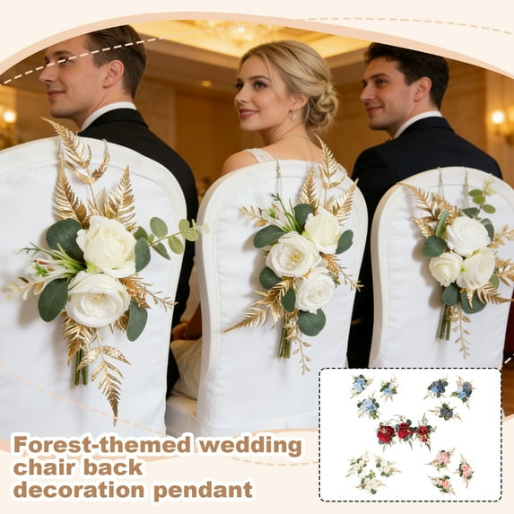 Valentines Day Decorations - Wedding Decorations Artificial Flower Cake Topper Set of 3, Blue Forest Theme Floral Arrangements, Wedding Chair Back Flowers, Party Decoration Ornaments Blue