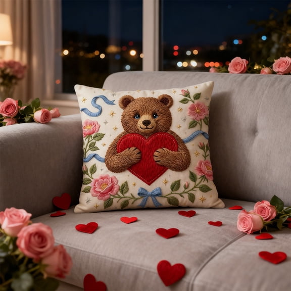 Valentines Day Decorative Pillow Covers, Love Heart Themed Cushion Cases for Sofa Bedroom Living Room, Romantic Home Decor Accent Throw Pillow Shams for Couples Anniversary Gift