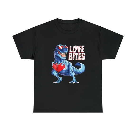 Valentines Day Dinosaur Love Bites Trex Gift Boys Kid T-Shirt