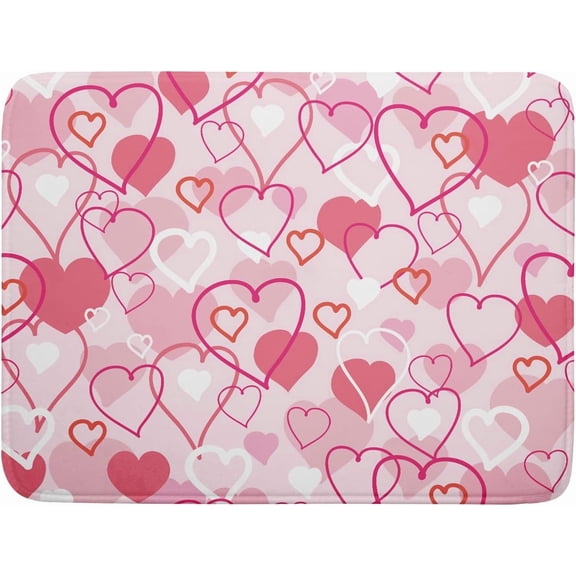 Valentines Day Dish Drying Mat for Kitchen Pink Hearts Absorbent Reversible Microfiber Kitchen Countertop Protector Dishes Pad Large 18x24 inch
