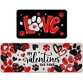 thumbnail image 1 of Valentines Day Dog Cat Paw Print Kitchen Rugs Set of 2, My Valentines Has Paws Red Love Hearts Kitchen Mats Decor, Anniversary Wedding Floor Door Mat Home Decorations - 17x29 and 17x47 Inch, 1 of 6