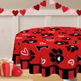 thumbnail image 1 of Valentines Day Dog Paw Prints Round Tablecloth 60 x 60 Inch, Red Love Hearts Bone Decorative Table Cloth Dining Table Cover, Anniversary Wedding Dinner Party Picnic Decoration, 1 of 6