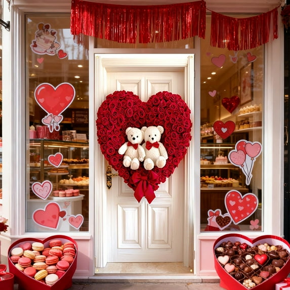 Valentines Day Door Cover 35 x 71 Inch Polyester Door Decoration Wall Hanging Holiday Party Decor for Home Living Room Festive Celebration Decorations