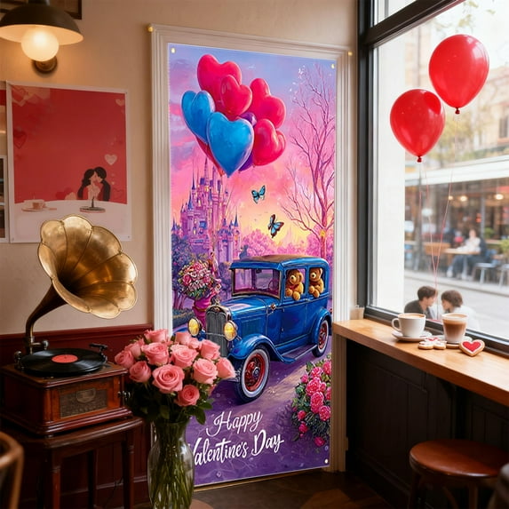 Valentines Day Door Cover Curtain for Door and Wall Decoration Festival Party Decor Size 35x72 Inches Multicolor