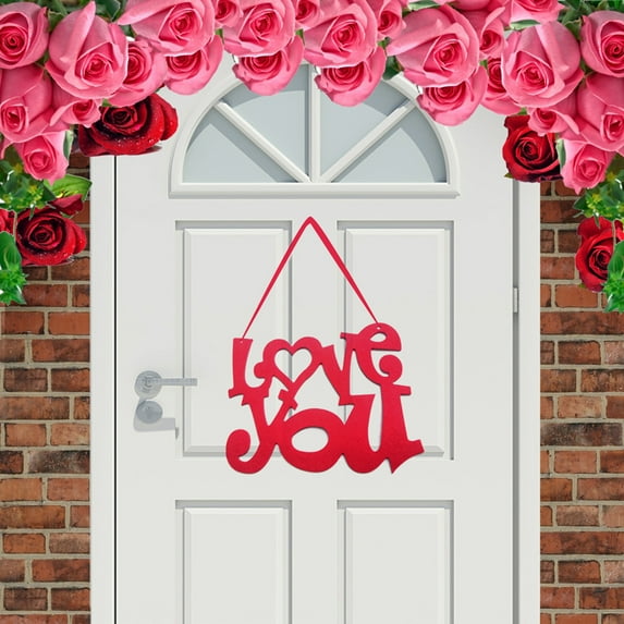 Valentines Day Door Decorations 2D Heart Shaped Canvas Hanging Sign for Valentines Decorations or Door Wall Decors B 9 In