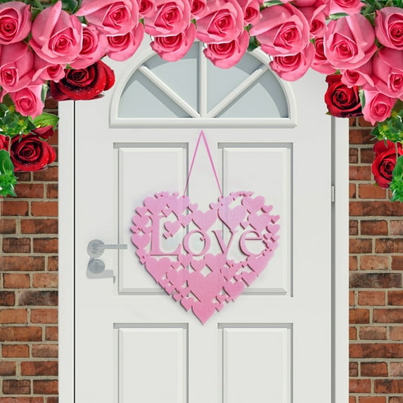 Valentines Day Door Decorations 2D Heart Shaped Canvas Hanging Sign for Valentines Decorations or Door Wall Decors C 10.2 In