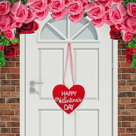 Valentines Day Door Decorations 2D Heart Shaped Canvas Hanging Sign for Valentines Decorations or Door Wall Decors E 7.1 In