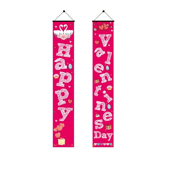 Valentines Day Door Hanging Decoration, Happy Valentines Day Curtain Hanging Banner With Heart Accents, Festive Wall Decor For Home Parties, Qrl021-Dm-Dl10072