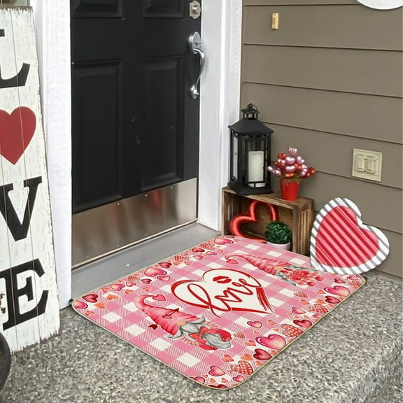 Valentines Day Door Mat Valentines Welcome Mats Outdoor For Front Door Valentine Gnomes Love Hearts Gifts Non Slip Doormat Indoor Entryway Floor Rug For Outsi