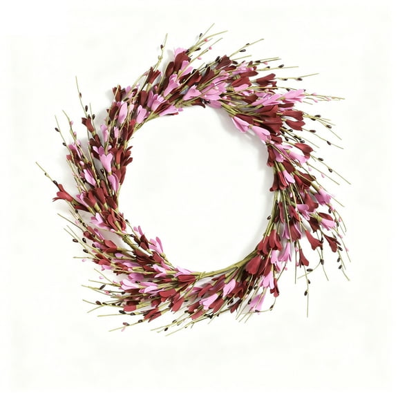 Valentines Day Door Wreath, Rose Wreath Decoration, 13.7 Inch Multicolor Decorative Hanging, Waterproof Sunproof Durable Artificial Floral Accent