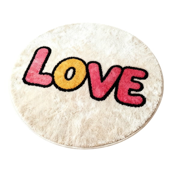 Valentines Day Doormat, 15inch Round Area Rug, Washable Carpet, Circular Floor Mat, Love Design Doormat, Cute Home Decor, Bedroom Rug, Living Room Mat, Kitchen Floor Mat, Dining Table Rug