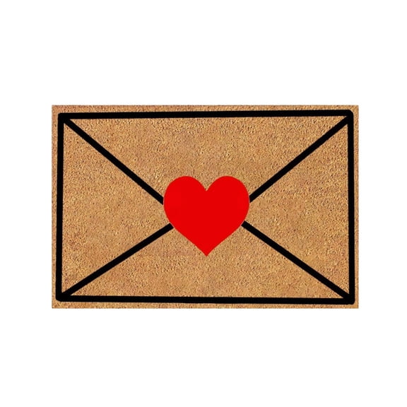 Valentines Day Doormat Heart Envelope Welcome Doormat Floor Mat, Entrance Door Rugs with Non Rubber Backing, Soft & Flexible for Front Door, Entrance, Bathroom, Kitchen & Living Room,60x90cm