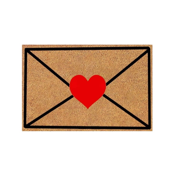 Valentines Day Doormat Heart Envelope Welcome Doormat Floor Mat, Entrance Door Rugs with Non Rubber Backing, Soft & Flexible for Front Door, Entrance, Bathroom, Kitchen & Living Room,60x90cm