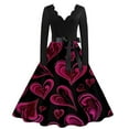 thumbnail image 1 of Valentines Day Dresses Fit and Flare Dress with Heart Print Pattern Ribbon Waist for Women Vintage Black L, 1 of 4
