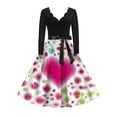 thumbnail image 1 of Valentines Day Dresses Fit and Flare Dress with Heart Print Pattern Ribbon Waist for Women Vintage Pink XL, 1 of 4