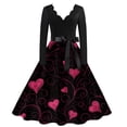 thumbnail image 1 of Valentines Day Dresses Fit and Flare Dress with Heart Print Pattern Ribbon Waist for Women Vintage Purple M, 1 of 4