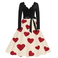 thumbnail image 1 of Valentines Day Dresses Scalloped Neck Fit and Flare Dress with Heart Print Waist Vintage Style Skater Midi for Women Hot Pink 2XL, 1 of 4