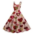 thumbnail image 1 of Valentines Day Dresses Sleeveless A-line with Heart Print Casual Fit Party Dresses Watermelon Red S, 1 of 4
