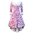 thumbnail image 1 of Valentines Day Dresses for Women Plus Size V Neck Long Sleeve High Low Dresses Plush Collar Vintage Holiday Party Dress Light pink XL, 1 of 5