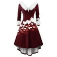 thumbnail image 1 of Valentines Day Dresses for Women V Neck High Low Vintage Party Costumes A-Line Swing Holiday Cocktail Dress Wine M, 1 of 5