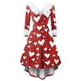 thumbnail image 1 of Valentines Day Dresses for Women V Neck High Low Vintage Valentines Day Costumes A-Line Swing Holiday Cocktail Dress Red XL, 1 of 5