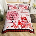 thumbnail image 1 of Valentines Day Duvet Cover Twin Size Red Gnome Couple Bedding Set Pink Heart Tree Comforter Cover Girly Romantic Heart Pattern Bed Sets Love Heart Soft Quilt Cover & 1 Pillowcase, 1 of 6
