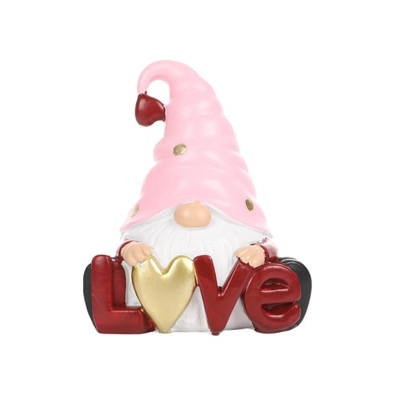 Valentines Day Dwarf Resin Statue - Cute Desktop Decoration Ornament for Study Bedroom Foyer, Romantic Gift for Home Decor