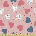 thumbnail image 1 of Ambesonne Valentines Day Fabric by the Yard Upholstery, Dotted Heart Motifs, 2 Yards, Pale Pink Coral, 1 of 4