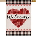thumbnail image 1 of Valentines Day Flags for Outdoors 28x40 Double Sided Large Happy Valentine''s Day House Flags Burlap Farmhouse Rustic Welcome Decorative Holiday Flags for Porch Decor Outside Decoration Rose Heart, 1 of 6