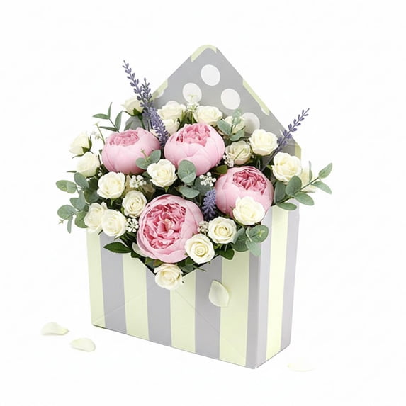 Valentines Day Florist Bouquet Envelope Boxes,Folding Portable Flower Arrangement Box Packaging Gift,Paper Wrapping Flower Bags for Wedding, Party, Birthday, Mothers Day