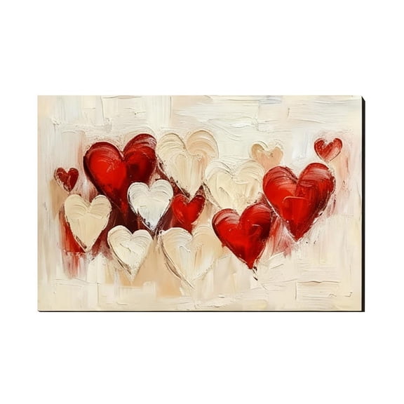 Valentines Day Framed Canvas Wall Art,12x16in Romantic Red Heart Canvas Prints for Living Room,Valentines Day Wall Art Love Hearts Picture Framed Poster Painting,for W-all & Home Decor Gift for Her
