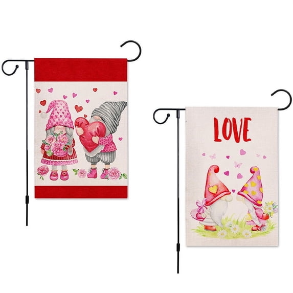 Valentines Day Garden Flag Double Sided, Love symbol Valentine’s Day Garden Flag Yard Flag for Outdoor Decoration 12x18 Inch(2 PCS)