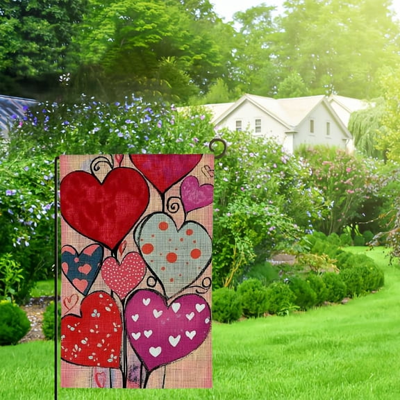 Valentines Day Garden Flag for Outside Heart Small Holiday Welcome Decoration