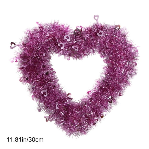 Valentines Day Garland, Heart Shaped Floral Decoration, Illuminated Wedding Engagement Anniversary Party Supplies, Waterproof Pink Plastic 30x30cm