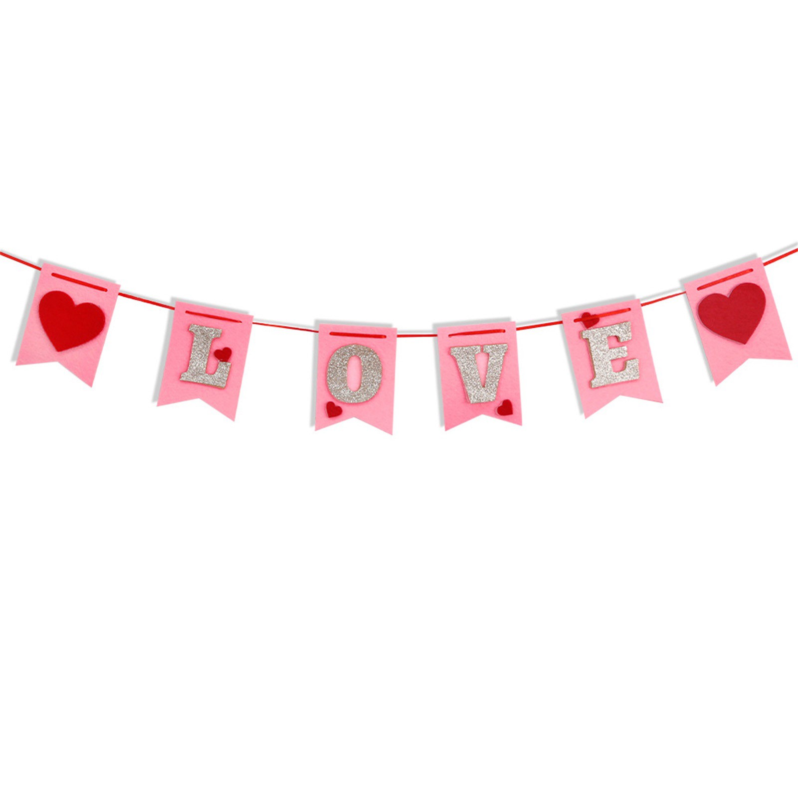 Valentine's Day Banners Love Heart Garland Banner Heart Iridescent Party Decorations Home Decor