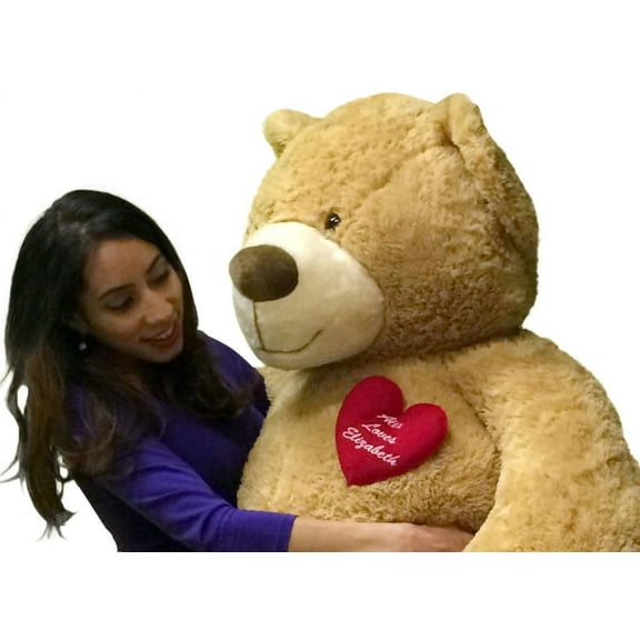 Valentines Day Giant Stuffed Animal 5 Foot Giant Teddy Bear with Customizable Heart on Chest is with Your Message, Huge Valentine Plushie Packed in Big Box Ready to Hug