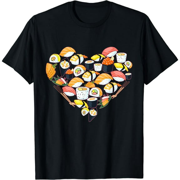 Valentines Day Gift Anime Nigiri Sashimi Heart Love Sushi T-Shirt