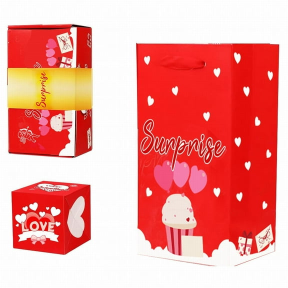 Valentines Day Gift Box with Unique Creative Pop Up Design Reusable Paper Boxes Set for Photos Gifts Presents Wrapping Birthday Anniversary Holiday Celebration Keepsake for Personalized Gift Idea 