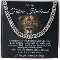 Valentines Day Gift for Boyfriend, Jewelry Gift for Him from Future Wife, To My Future Husband Cuban Link Chain Necklace, Wedding Day Gift For Fiancé, Necklace With Meaningful Message Card & Gift Box