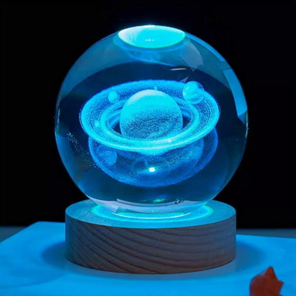 Valentines Day Gift Galaxy Crystal Ball Lamp 3D Planet Moon Lamp USB LED Night Light,A,1 * night light