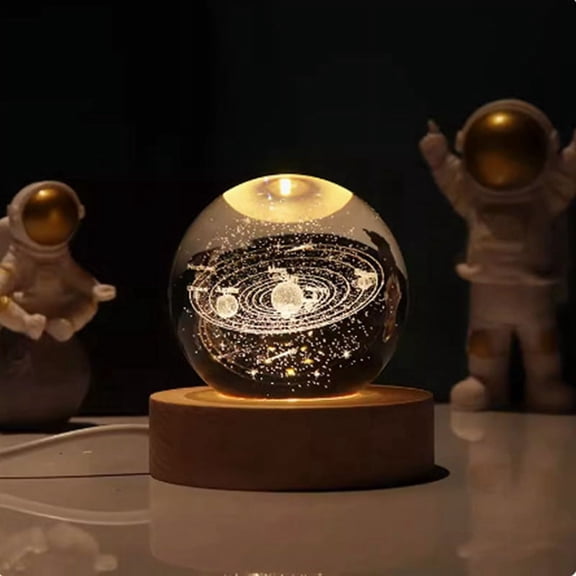 Valentines Day Gift Galaxy Crystal Ball Lamp 3D Planet Moon Lamp USB LED Night Light,E