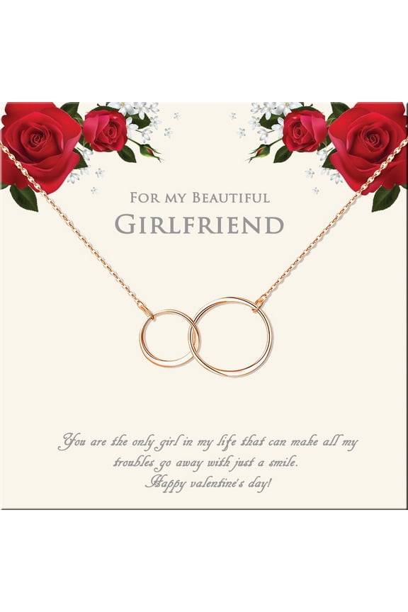 Valentines Day Gift for Mom WifeFor My Beautiful Girlfriend Double Infinity Ring Card Necklace Gift for Mom Romantic Gift Ideas Fiancee Girlfriend with With Gift Box Ships Next Day - Rose Gold
