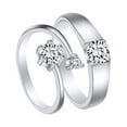thumbnail image 1 of AFFY Valentines Day Gift Round Shape White Cubic Zirconia 14k White Gold Over Sterling Silver Couples Solitaire Engegement Ring, 1 of 1